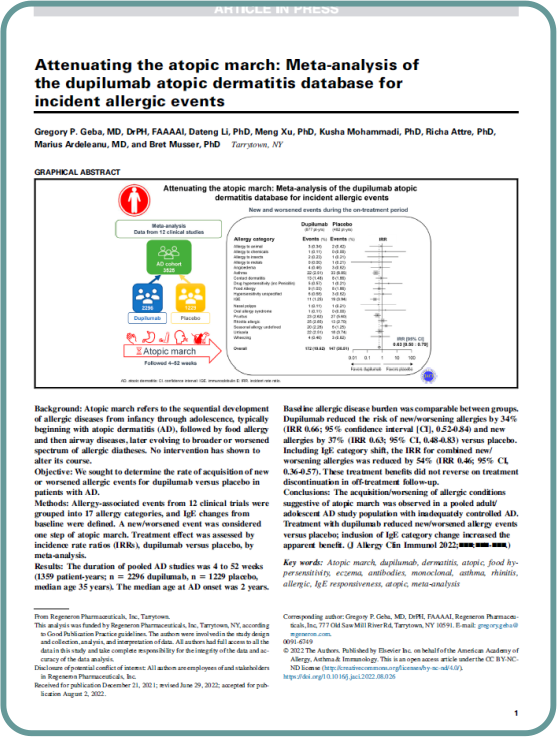 ATENUANDO LA MARCHA ATÓPICA: META-ANÁLISIS DE LA BASE DE DATOS DE DERMATITIS ATÓPICA CON DUPILUMAB PARA EVENTOS ALÉRGICOS